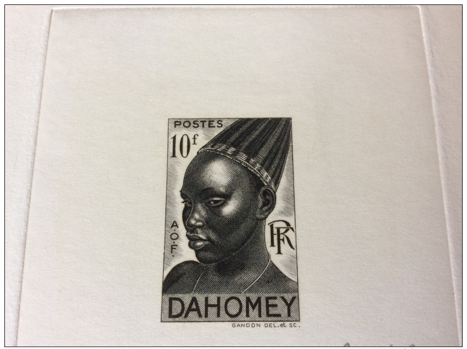 Dahomey (Bénin) épreuve D´ Artiste 1941 FEMME DAHOMEY Par Pierre Gandon, Yv 140 (chapeau Cheveux Hairs Hat Die Proof - Gebraucht