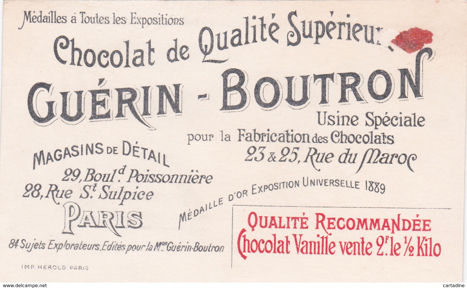 BRUNACHE - FRANCAIS - VOYAGE DU CONGO AU NIGER A TRAVERS L'AFRIQUE CENTRALE - CHOCOLAT GUERIN-BOUTRON - Guérin-Boutron