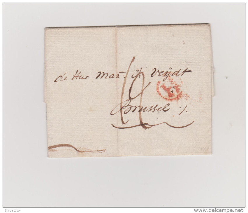 (4440) Netherland Stampless H Red Circle ROTTERDAM- Bxl 1800 Taxed 12 With Text Look - ...-1852 Voorlopers
