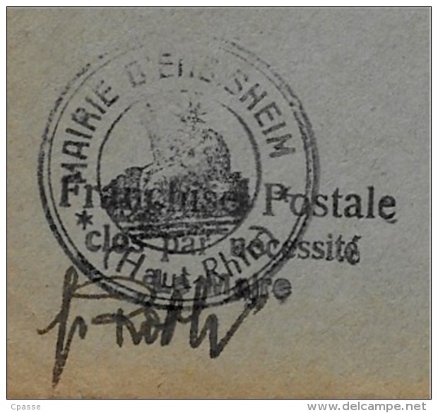 Lettre à En-tête Enveloppe De La Mairie D'ENSISHEIM 68 Haut-Rhin Postée En 1951 - Franchise Civile - Lettere In Franchigia Civile