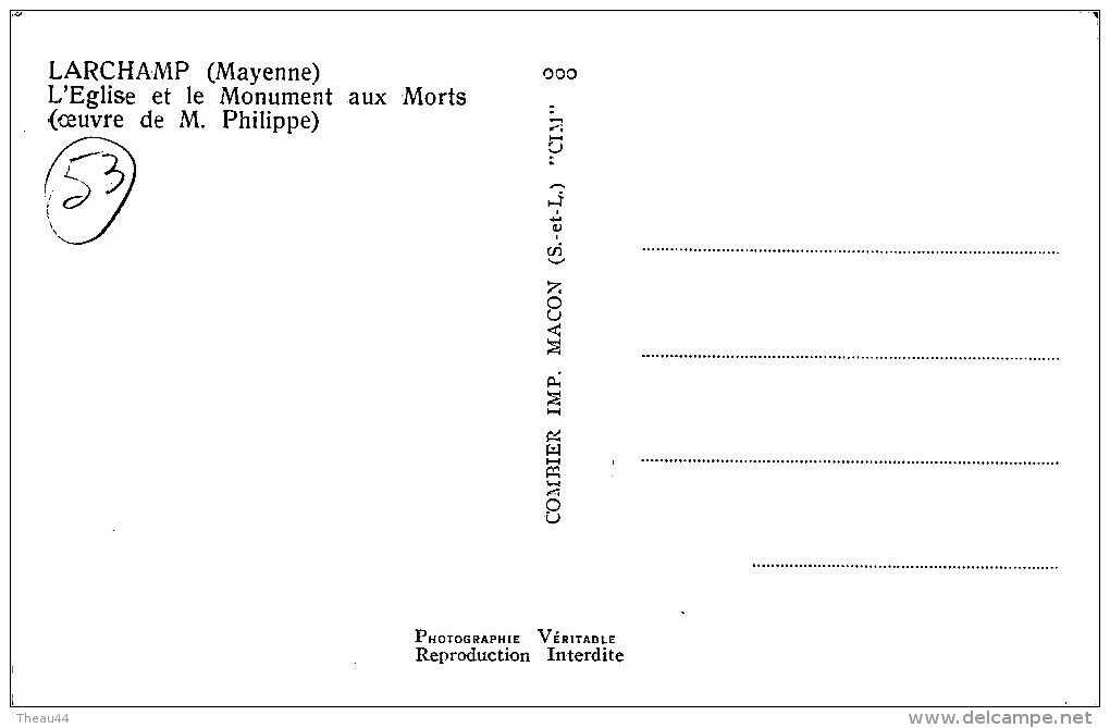 ¤¤  -   LARCHAMP    -   L'Eglise Et Le Monument Aux Morts    -  ¤¤ - Larchamp