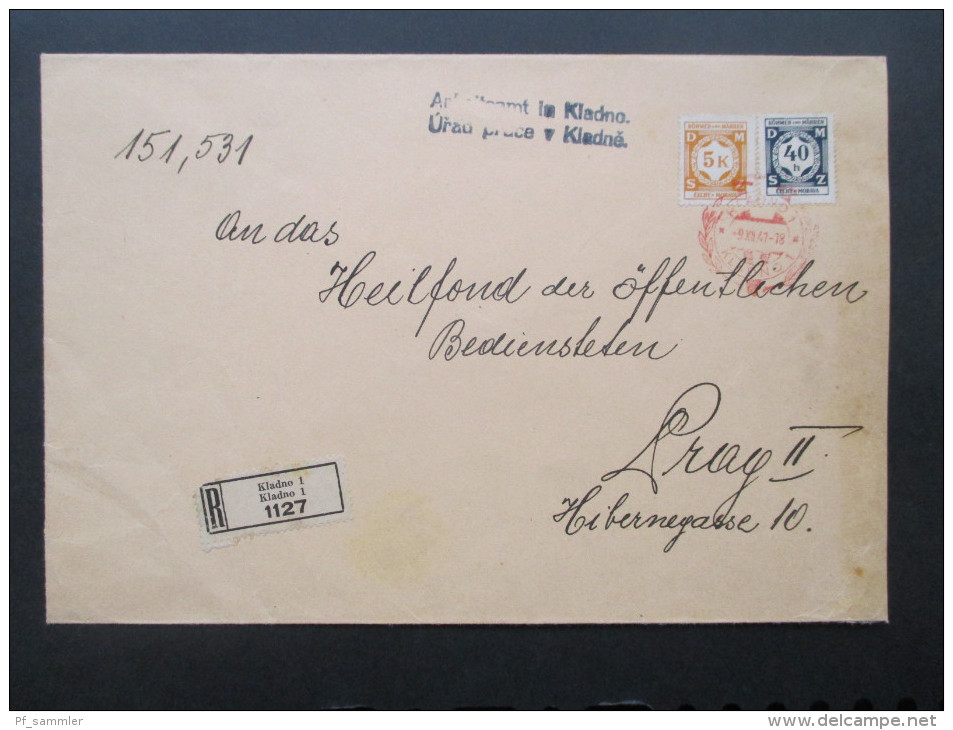 Böhmen Und Mähren 1941 R-Brief Kladno 1. 1127. Arbeitsamt In Kladno. MiF Dienst Nr. 2 / 12. Roter Sonderstempel!! - Brieven En Documenten