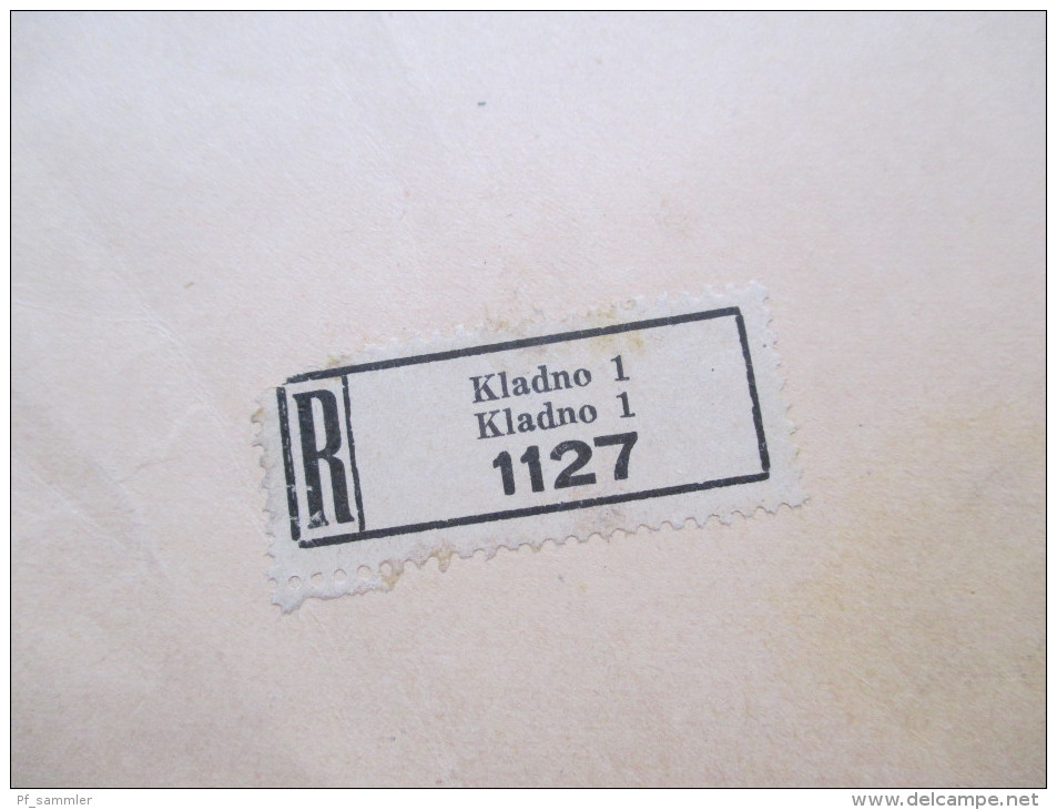 Böhmen Und Mähren 1941 R-Brief Kladno 1. 1127. Arbeitsamt In Kladno. MiF Dienst Nr. 2 / 12. Roter Sonderstempel!! - Brieven En Documenten