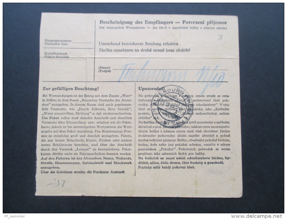 Böhmen Und Mähren 1944 Paketkarte Prag Nach Altenburg (Thüringen) Waldlager / Böhmisches Lager KZ Buchenwald?! BP. RRR - Lettres & Documents