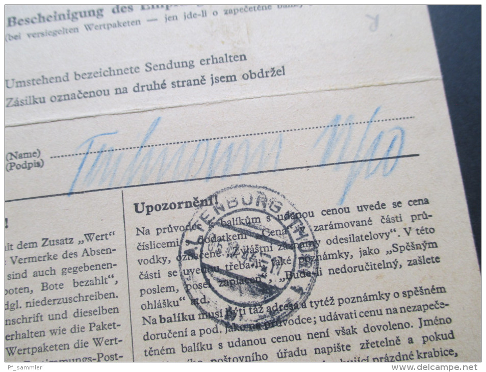 Böhmen Und Mähren 1944 Paketkarte Prag Nach Altenburg (Thüringen) Waldlager / Böhmisches Lager KZ Buchenwald?! BP. RRR - Brieven En Documenten