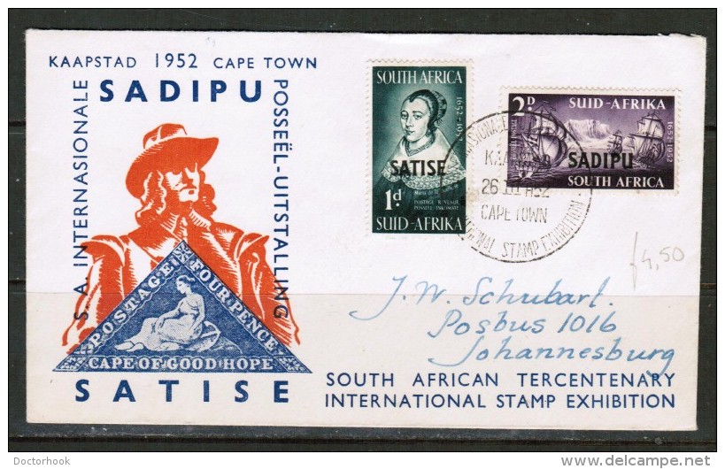 SOUTH AFRICA   Scott #120-1 On FIRST DAY COVER  "CAPETOWN STAMP EXHIBIT" (26/III/1952) - FDC