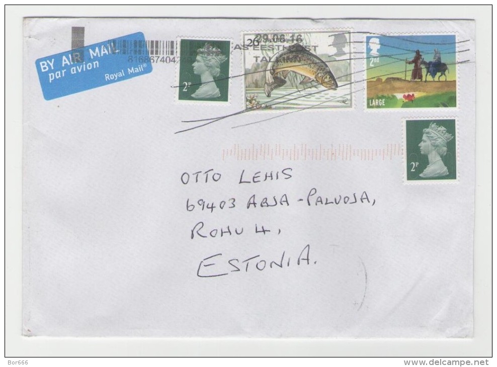 GOOD GB Postal Cover To ESTONIA 2016 - Good Stamped: Christmas ; Fish - Covers & Documents