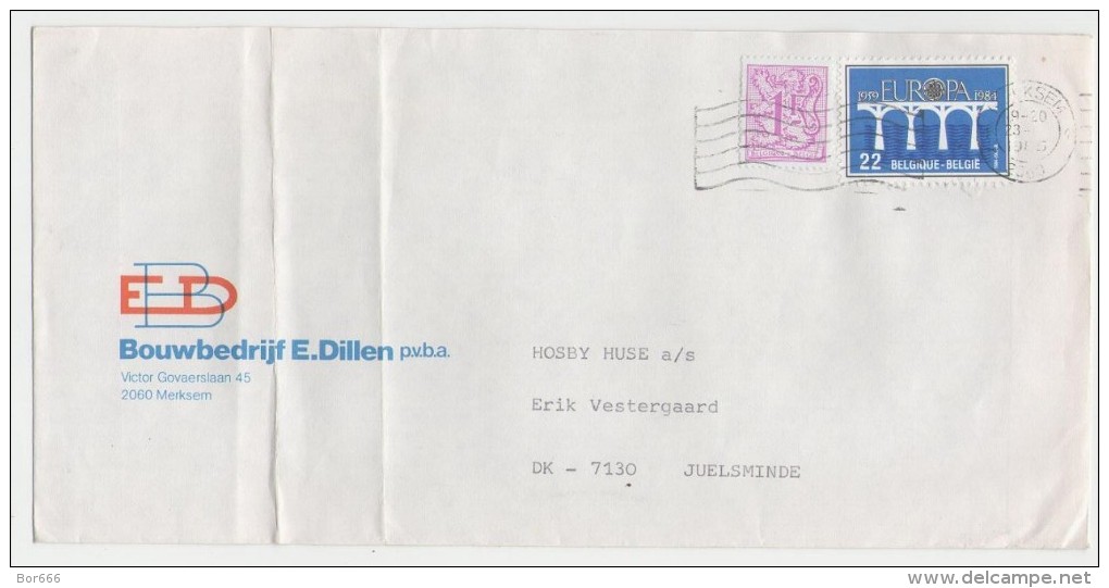 GOOD BELGIUM Postal Cover To DENMARK 1985 - Good Stamped: Europa - Covers & Documents