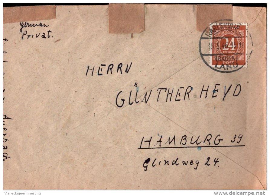 ! 1946 Beleg, Brief Mit Ziffernserie An Günther Heyd, Hamburg, Doppelt Verwendet, Karlsruhe, Auerbach - Sonstige & Ohne Zuordnung