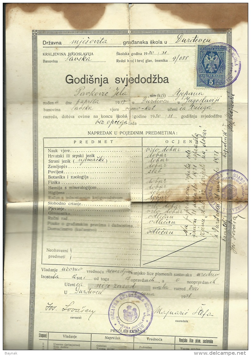 CROATIA  --  GJURGJEVAC, DJURDJEVAC  --  LOT HISTOR. DOKUMENTEN  --  APHOTEK, LJEKARNIK  --  WITH TAX STAMP