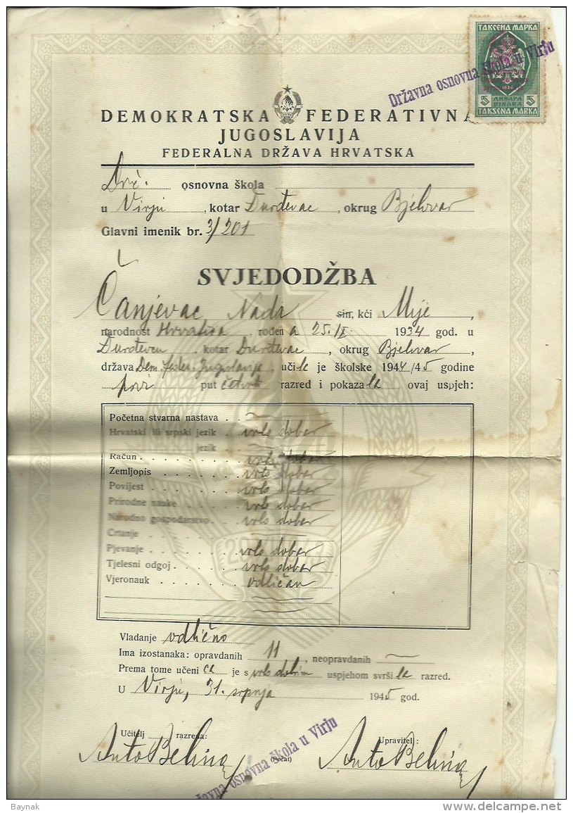 CROATIA  --  GJURGJEVAC, DJURDJEVAC  --  LOT HISTOR. DOKUMENTEN  --  APHOTEK, LJEKARNIK  --  WITH TAX STAMP