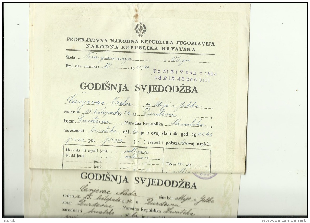 CROATIA  --  GJURGJEVAC, DJURDJEVAC  --  LOT HISTOR. DOKUMENTEN  --  APHOTEK, LJEKARNIK  --  WITH TAX STAMP