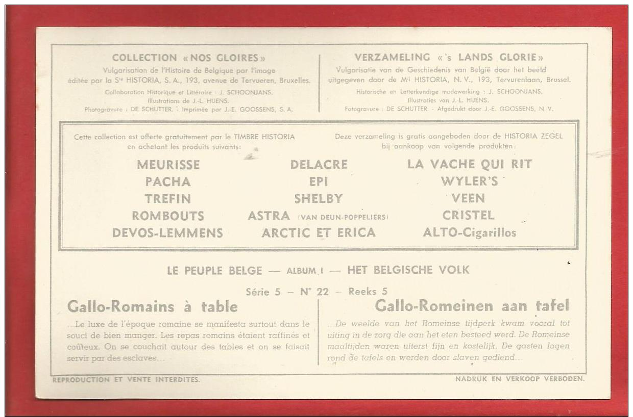 BELGIQUE - Histoire Du Peuple Belge - Gallo-Romains à Table -  Collection "Nos Gloires "  - CHROM0 -  2 Scans - Other & Unclassified