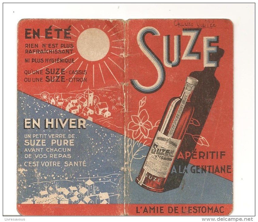 Calendrier 1936 Calendrier SUZE Apéritf à La Gentiane L´amie De L´estomac Ide 1936 - Pubblicitari