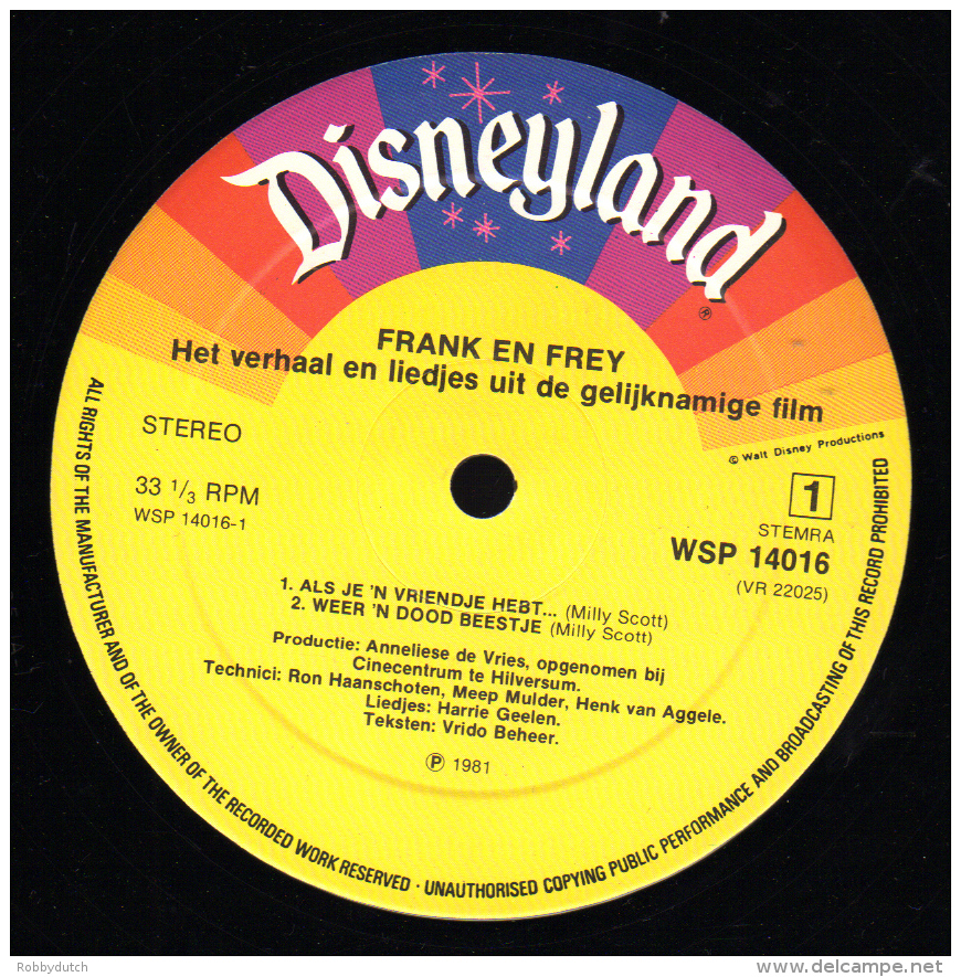 * LP *  WALT DISNEY'S FRANK EN FREY (Holland 1981) - Enfants
