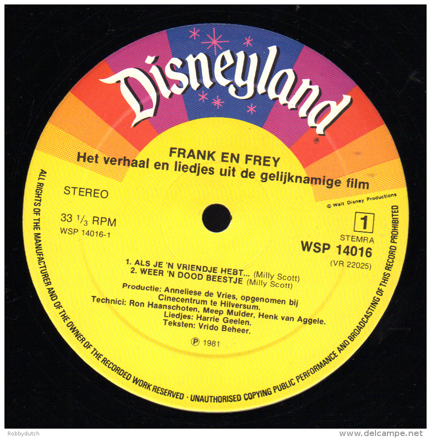 * LP *  WALT DISNEY'S FRANK EN FREY (Holland 1981) - Kinderen