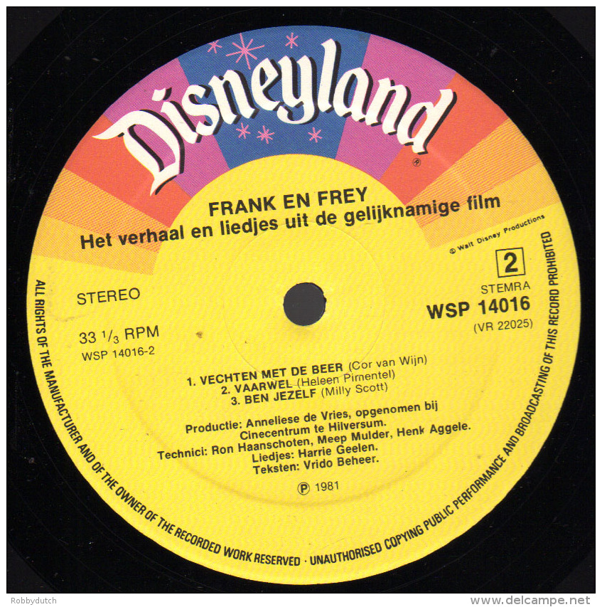 * LP *  WALT DISNEY'S FRANK EN FREY (Holland 1981) - Kinderen