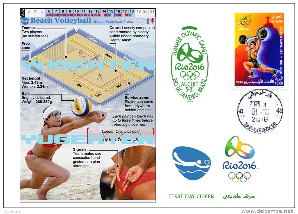ALGERIE ALGERIA 2016 - FDC Olympic Games Rio 2016 Beach-volley Olympische Spiele Olímpicos Olympics - Summer 2016: Rio De Janeiro