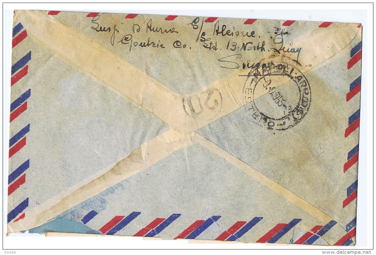 SINGAPORE - MALAYA - AIR MAIL TO ITALY - RED POSTMARK - 1955 - Singapour (1959-...)