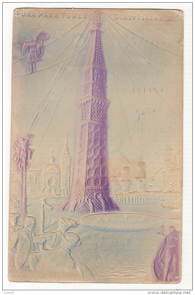 U.S.A - NEW YORK - LUNA PARK TOWER - CONEY ISLAND - EMBOSSED POSTCARD 1907 - Brooklyn