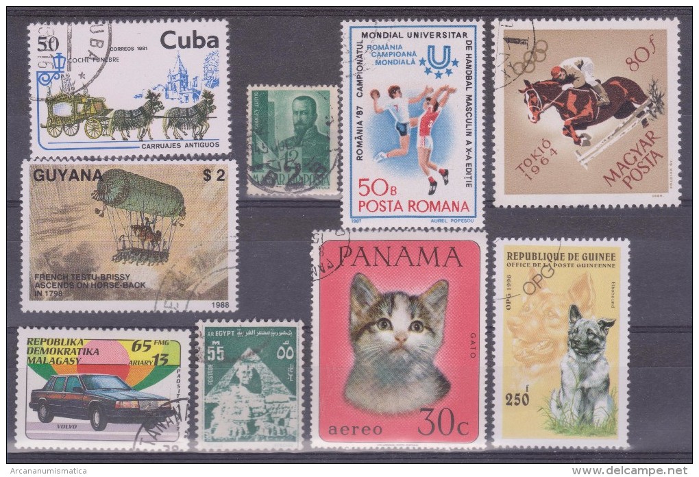 LOT OF USED STAMPS COCHES CARS DEPORTES SPORTS ANIMALES  ANIMALS  PAISES  COUNTRIES VARIOS  VARIOUS   S-1555 - Mezclas (max 999 Sellos)