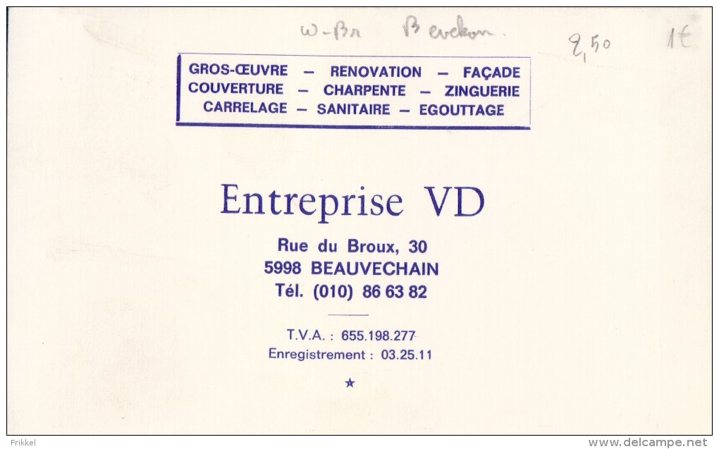 Reclamekaart Entreprise VD Beauvechain - Beauvechain