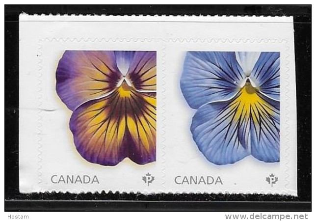 CANADA, 2015,  #2812-3, FLOWER: PANSIES, PAIR FROM BKLET - Timbres Seuls