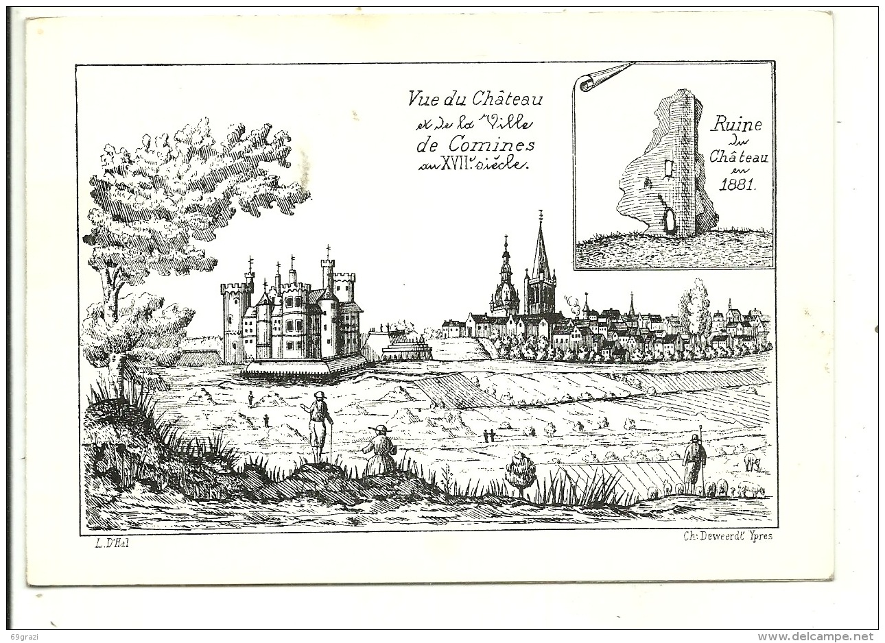 Comines Château ( Document En 4 Volets Comme Pour Une Invitation ) - Comines-Warneton - Komen-Waasten