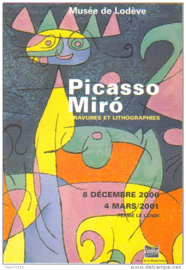 Carte Postale "Cart'Com" (2000) Exposition Picasso - Miro (Ubu Roi 1966) Gravures Et Lithographies - Musée De Lodève - Publicidad