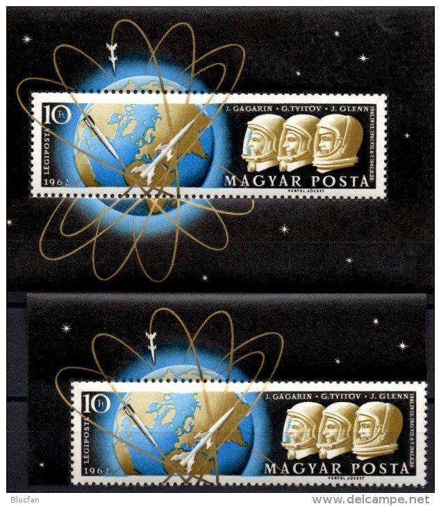 Raumfahrt 1962 Ungarn 1818+Block 33 ** 39€ Porträt Gagarin Titow Astronaut Glenn Bloque M/s Space Bloc Sheet Bf Hungaria - Europe