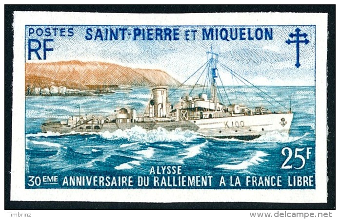 ST-PIERRE ET MIQUELON 1971 - Yv. 415 ** Imperf ND TB RAREment Proposé   - Bateau Alysse - France LIBRE ..Réf.SPM11166 - Sin Dentar, Pruebas De Impresión Y Variedades