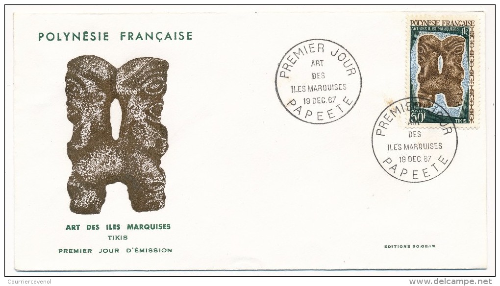 POLYNESIE FRANCAISE - 4 FDC - Art Des Iles Marquises - 1967 - FDC