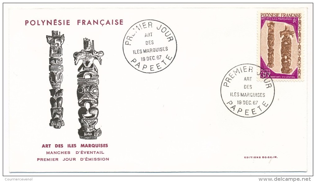 POLYNESIE FRANCAISE - 4 FDC - Art Des Iles Marquises - 1967 - FDC