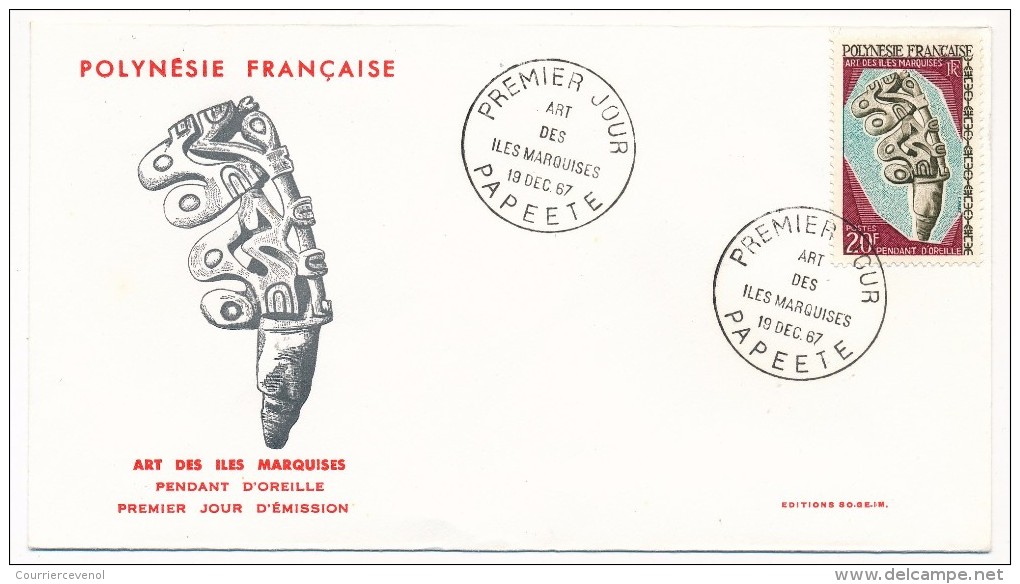 POLYNESIE FRANCAISE - 4 FDC - Art Des Iles Marquises - 1967 - FDC