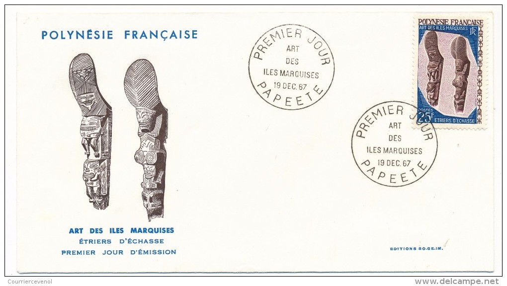 POLYNESIE FRANCAISE - 4 FDC - Art Des Iles Marquises - 1967 - FDC