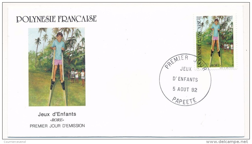 POLYNESIE FRANCAISE - 3 FDC - Jeux D'enfants 1992 - FDC