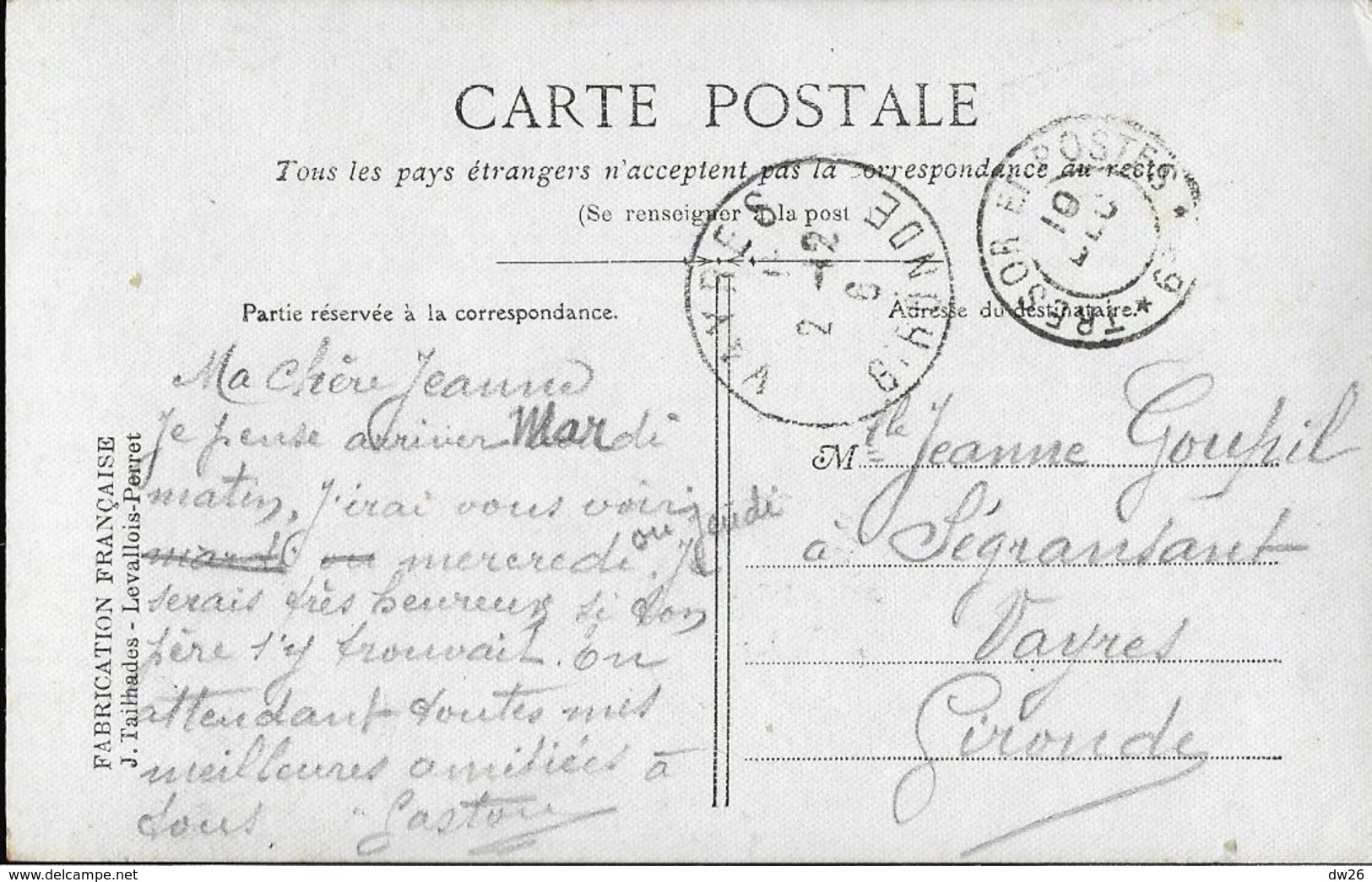Souvenir Du Régiment D'Artillerie - Permissionnaire, Arriverai à La Gare De... - Carte Idéa, Pré-écrite - Patrióticos