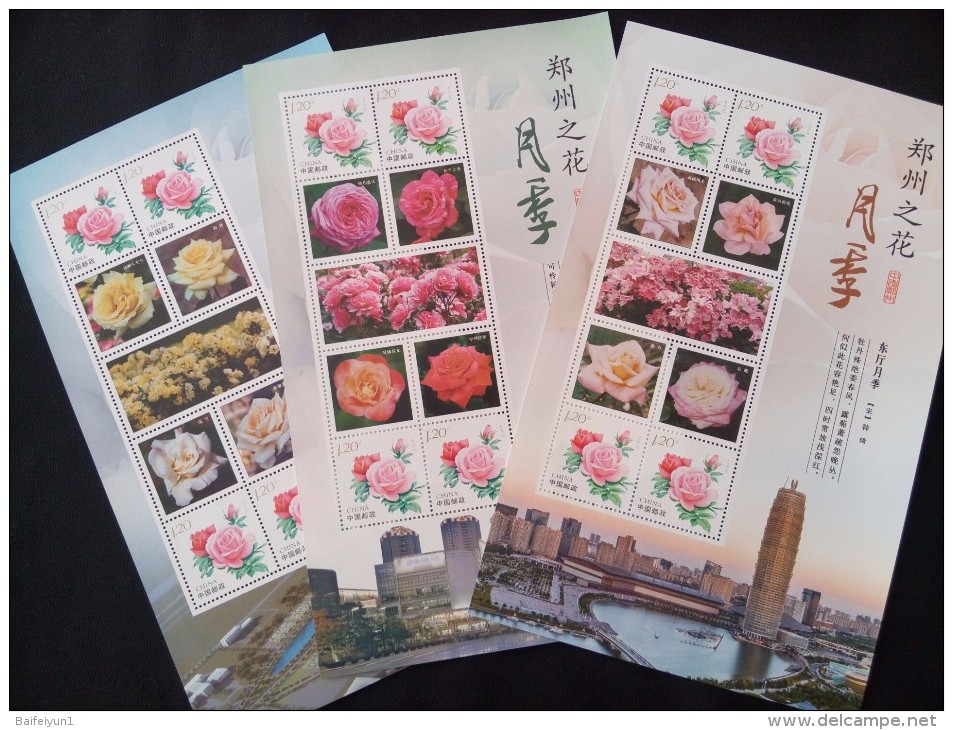 2011 China Stamps China Rose Special Sheet Three Sheets - Roses