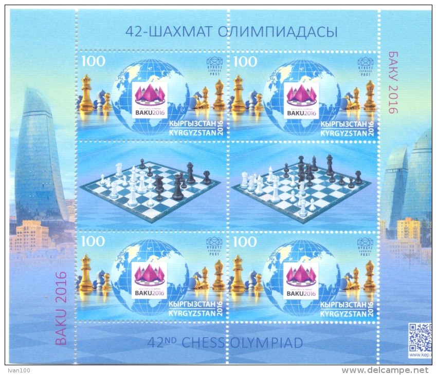 2016. Kyrgyzstan, 42th Chess Olympiad Baku'2016, Sheetlet, Mint/** - Kirgisistan