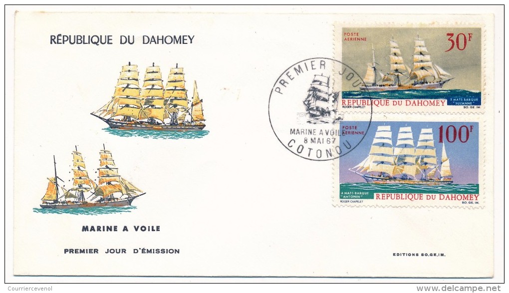 DAHOMEY => 2 FDC => Marine à Voile - 1967 - Benin - Dahomey (1960-...)