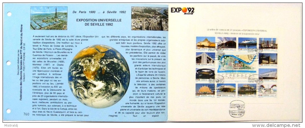 CEF Superbe Feuillet Spécial 2 Volets Expo 92, Séville, 3 Scans. Promotion - 1992 – Sevilla (Spanien)