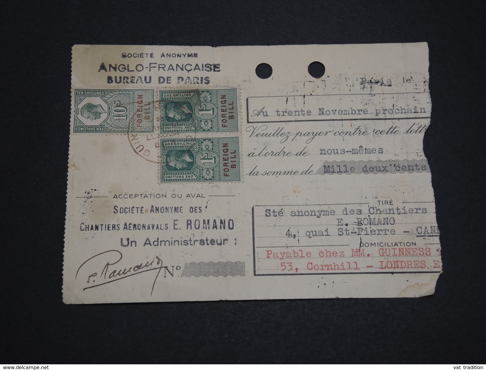 GRANDE - BRETAGNE - Fiscaux Sur Document Avec Fiscaux De France En 1938 - A Voir - L 2102 - Fiscale Zegels