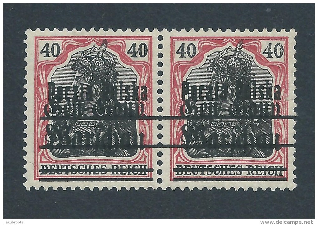 1918.PAIR GERMANIA 40 F. STAMPS.PRINTING ERROR ON ONE STAMP. "  POCATA POLSKA " - Unused Stamps