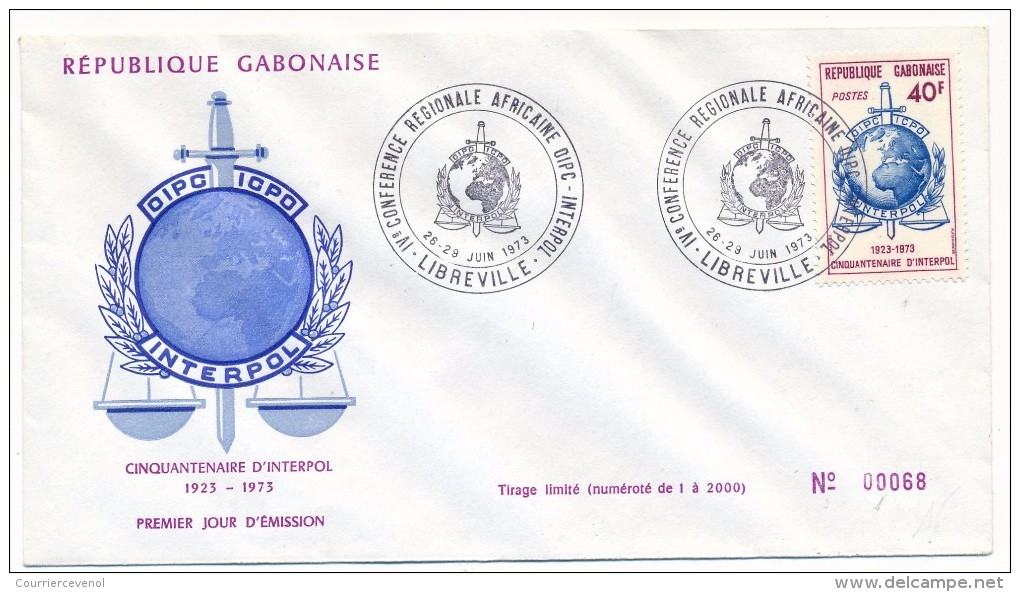 GABON => 1 FDC => IVeme Conférence Régionale Africaine INTERPOL- 1973 - Gabon