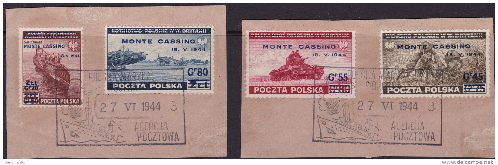 POLAND 1943 Exile In London Fi P338-T338 Used On Piece - Government In Exile In London