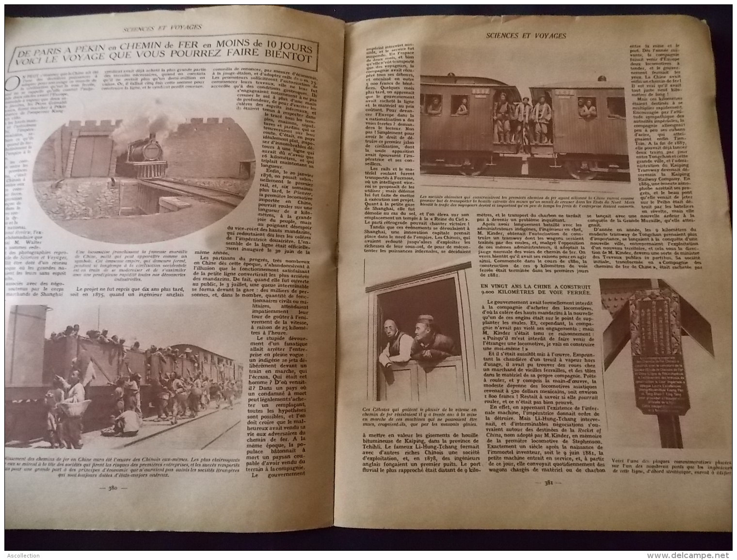 Sciences et Voyages 1921 Poisson Lune Saint Marin Chasse à l elephant Aviation singes Chemin de fer Paris Pekin ...