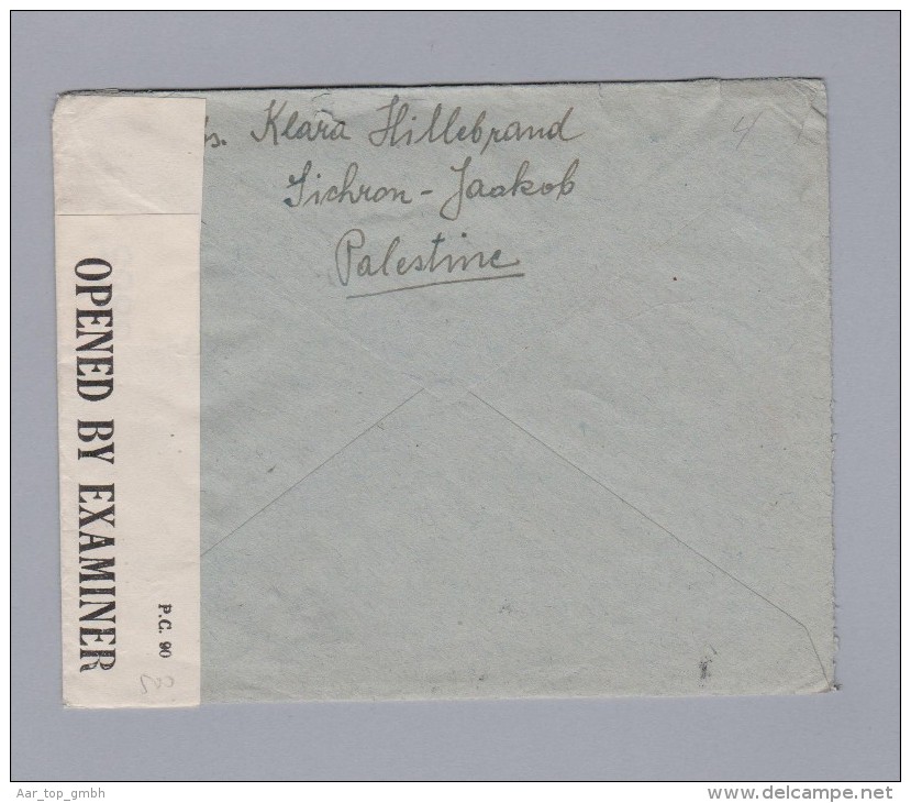 Palästina 1944-12-08 ZIKHRON O.A.T. Zensur Brief Nach Schweden - Palestine