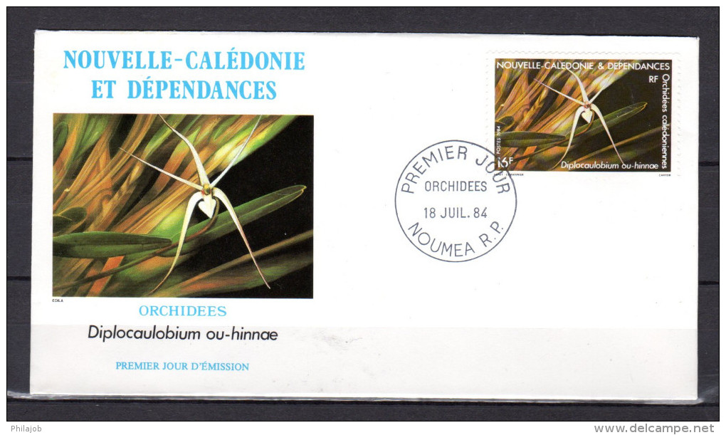 &#9989; " ORCHIDEES CALEDONIENNES : DIPLOCAULOBIUM " : Sur Enveloppe 1er Jour NOUVELLE CALEDONIE De 1984 N°YT 488 FDC - Orchideeën