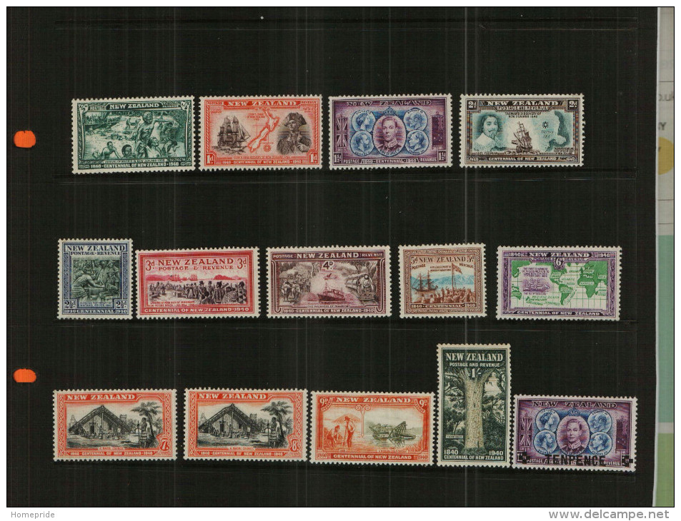 NEW ZEALAND - KGVI - 1940-1944 - 14 Stamps - MM - Unused Stamps