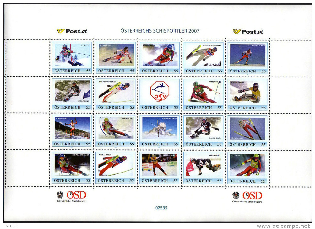 ÖSTERREICH 2007 ** Österreichs Schisportler - PM Personalized Stamps MNH - Personalisierte Briefmarken